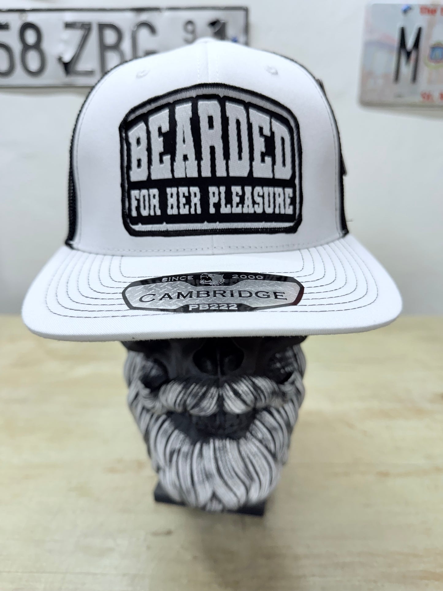 Bearded For Her Pleasure Funny Trucker Hat, Bearded Man Gift, Patch Hat for Beard Lovers, Unique Beard Dad 