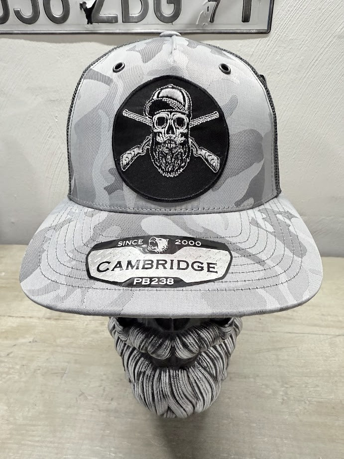 Beard Skull Embroidered Patch Hunting Trucker Hat - Fun Gift for Beard Enthusiasts - Gift for Beard Lovers -Comes With A Free Beard Sticker