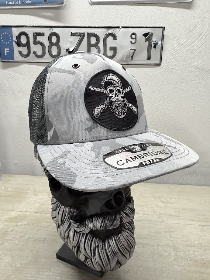 Beard Skull Embroidered Patch Hunting Trucker Hat - Fun Gift for Beard Enthusiasts - Gift for Beard Lovers -Comes With A Free Beard Sticker