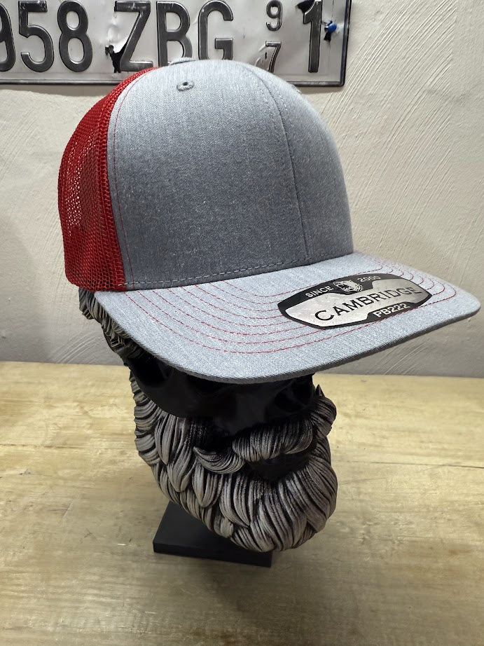 Grey and Red trucker cap