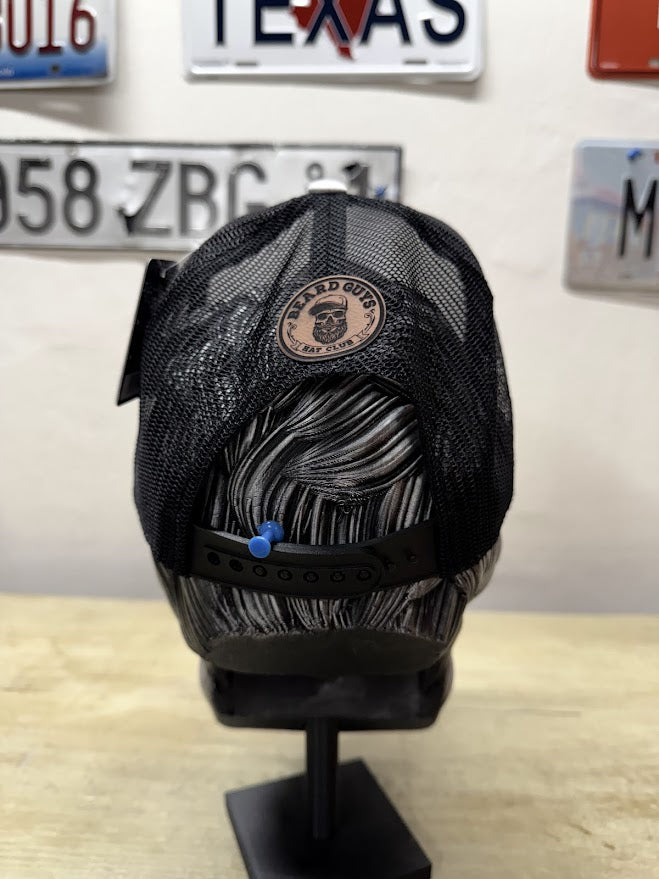 Unique Beard Skull Cowboy Trucker Hat Back