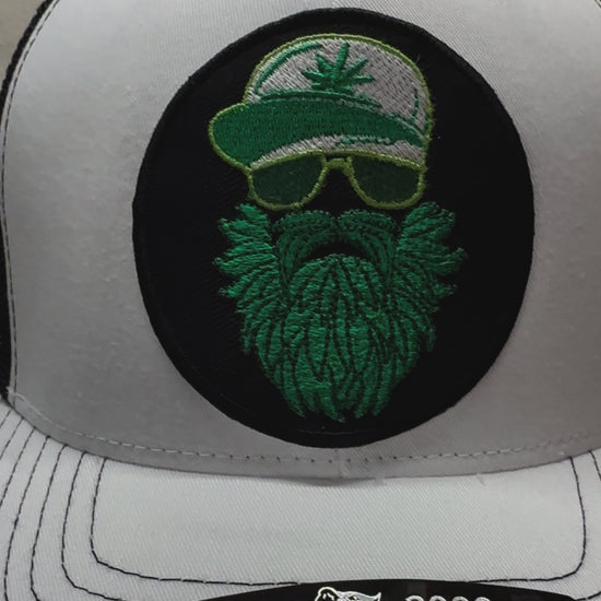 Embroidered Weed Man Beard Baseball Hat Trucker Cap