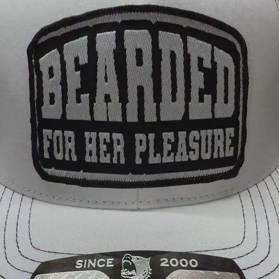 Bearded For Her Pleasure Funny Trucker Hat, Bearded Man Gift, Patch Hat for Beard Lovers, Unique Beard Dad Gift