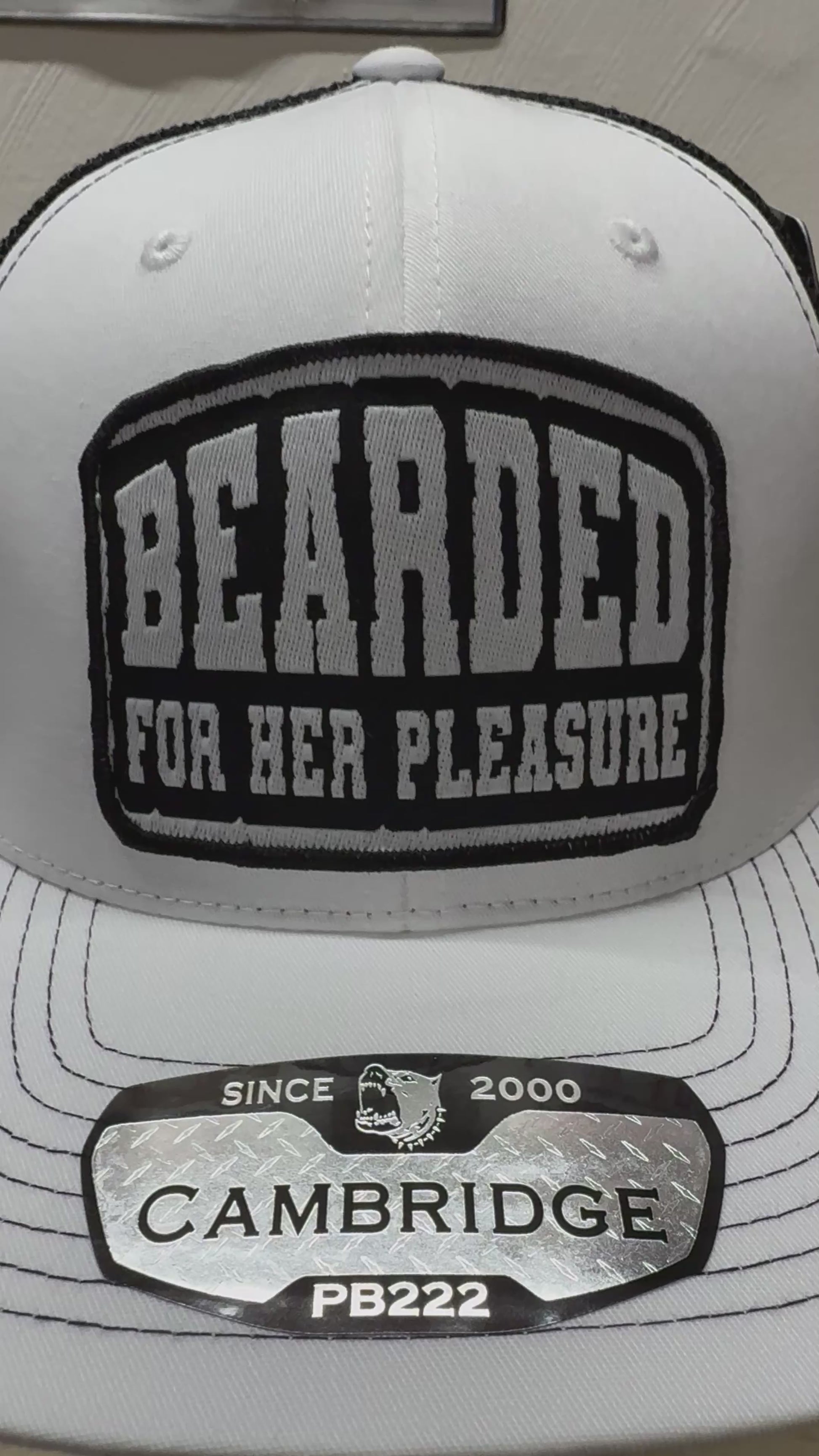 Bearded For Her Pleasure Funny Trucker Hat, Bearded Man Gift, Patch Hat for Beard Lovers, Unique Beard Dad Gift