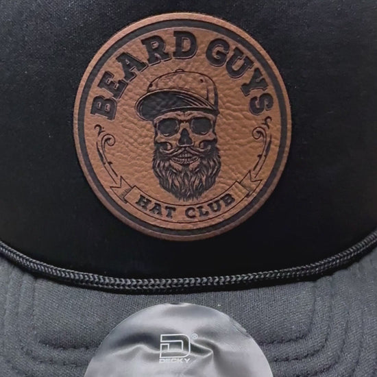 Beard Guys Hat Club Logo Trucker Hat Leather Patch