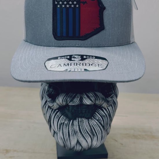 American Flag Face With Beard Trucker Hat Snap Back Patch 