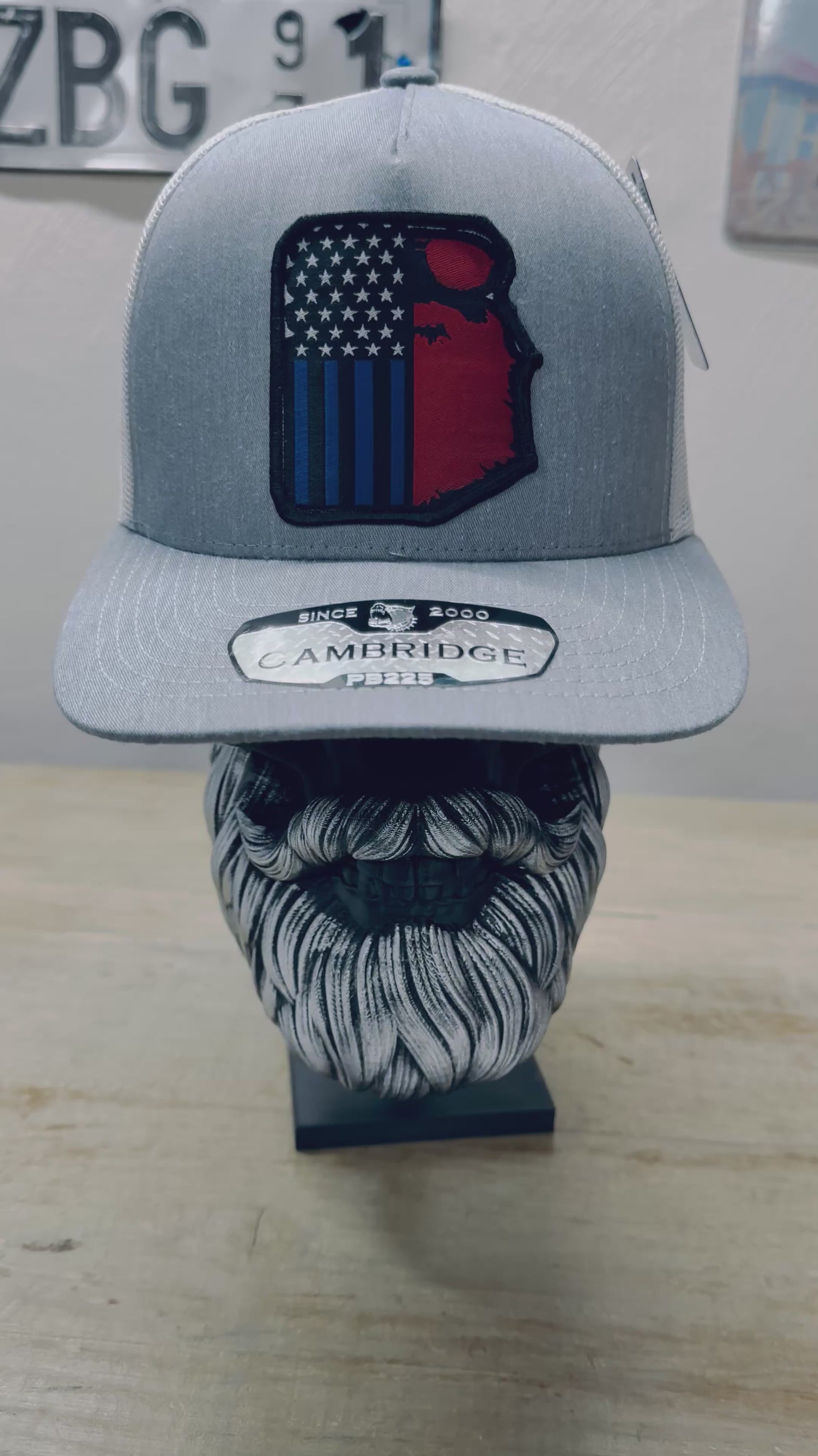 American Flag Face With Beard Trucker Hat Snap Back Patch 